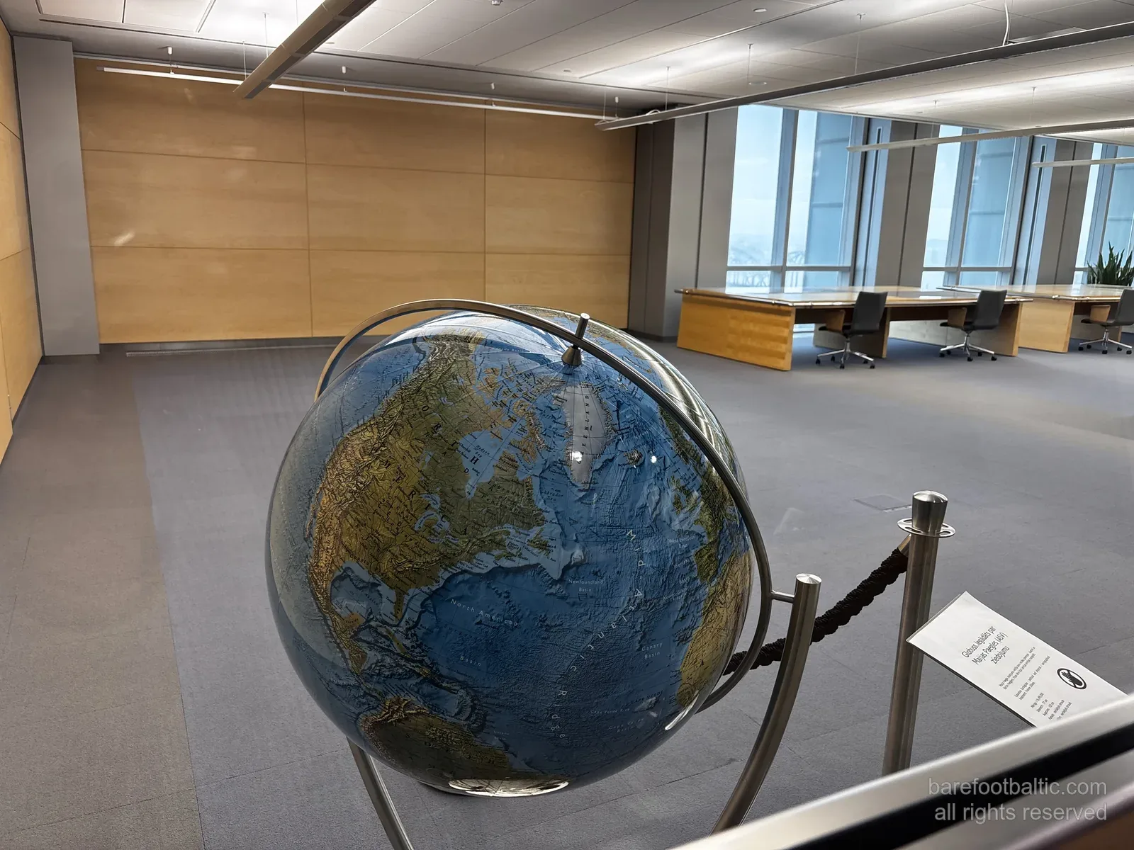 The Cabinet of Folk Songs (Dainu skapis) and globe at the National Library of Latvia, where Krišjānis Barons's 217,996 daina cards are kept