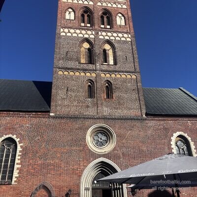 Le portail ouest de la cathédrale de Riga avec sa rosace, Lettonie
