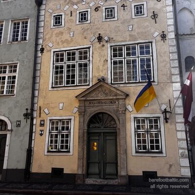 Le numéro 19 avec sa date 1646 et l'inscription latine Soli Deo Gloria, Riga, Lettonie