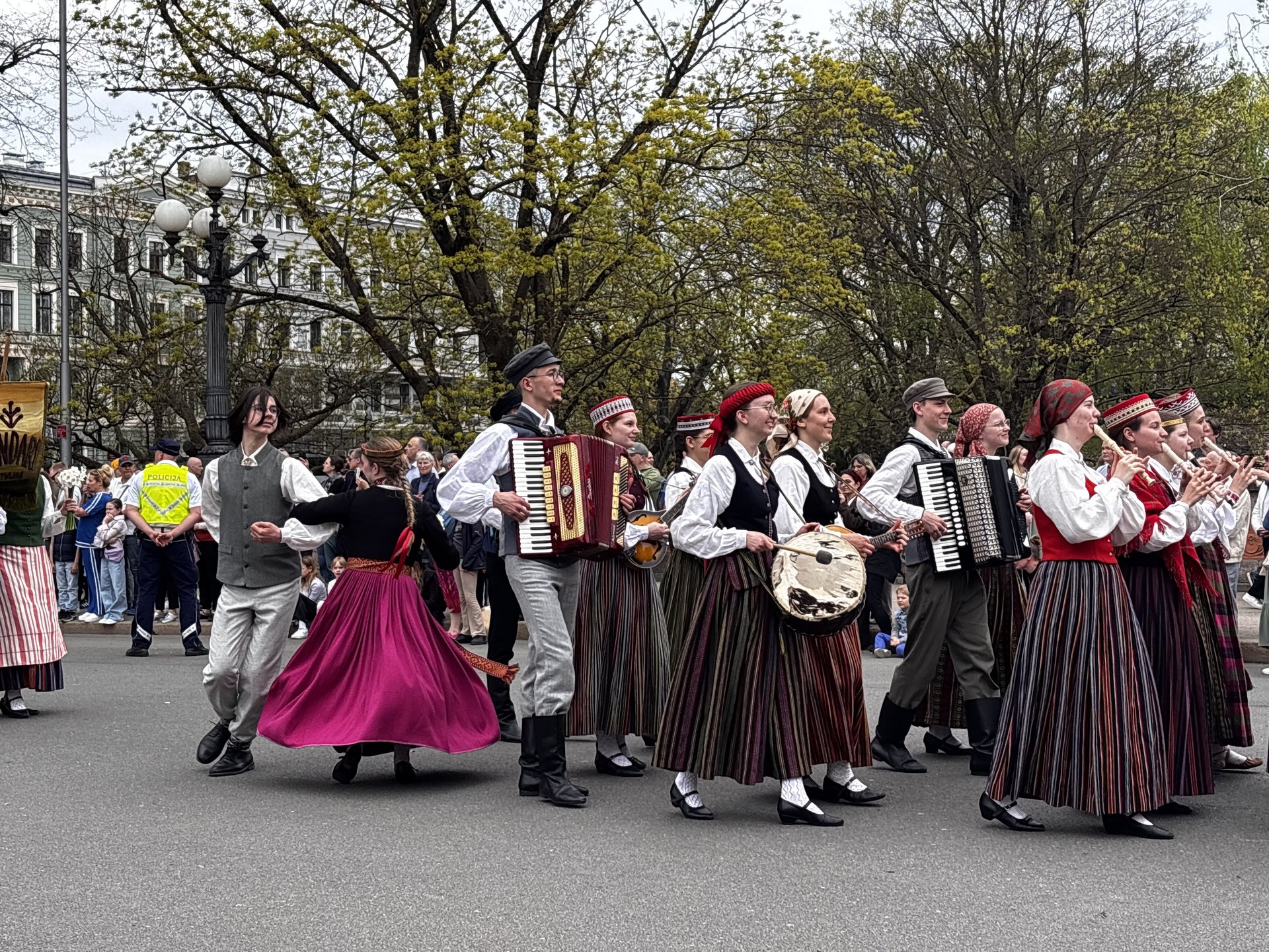 Latvian folk dancers during Independence Day celebrations in Riga